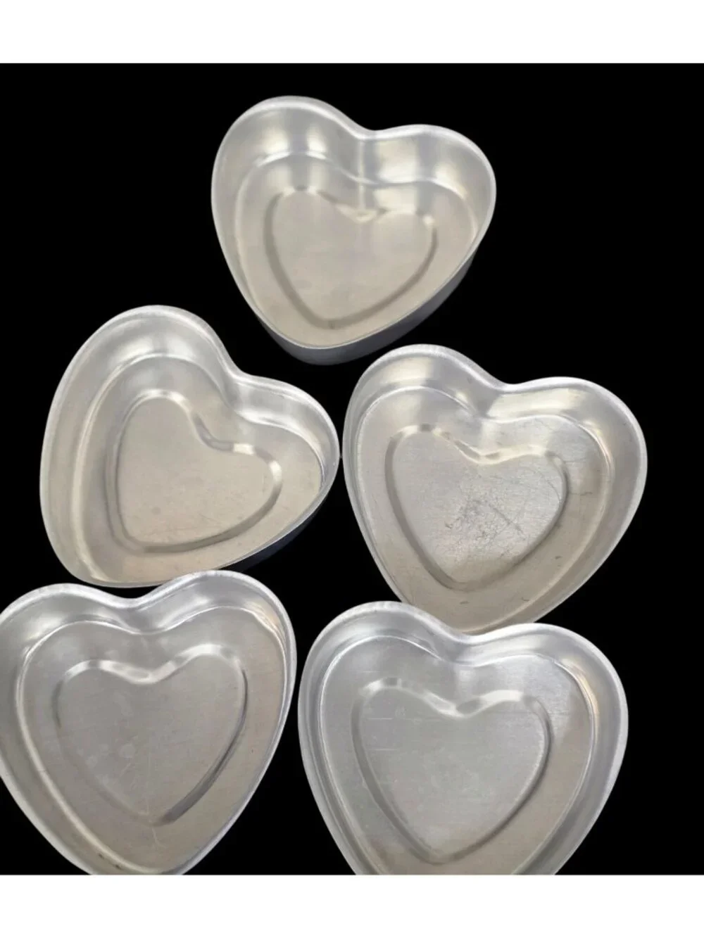 Vintage 1950s Set 5 Heart Gelatin Baking Molds MCM